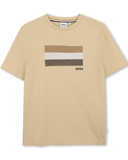 kids atelier boss Beige Multi-Tone Graphic T-Shirt