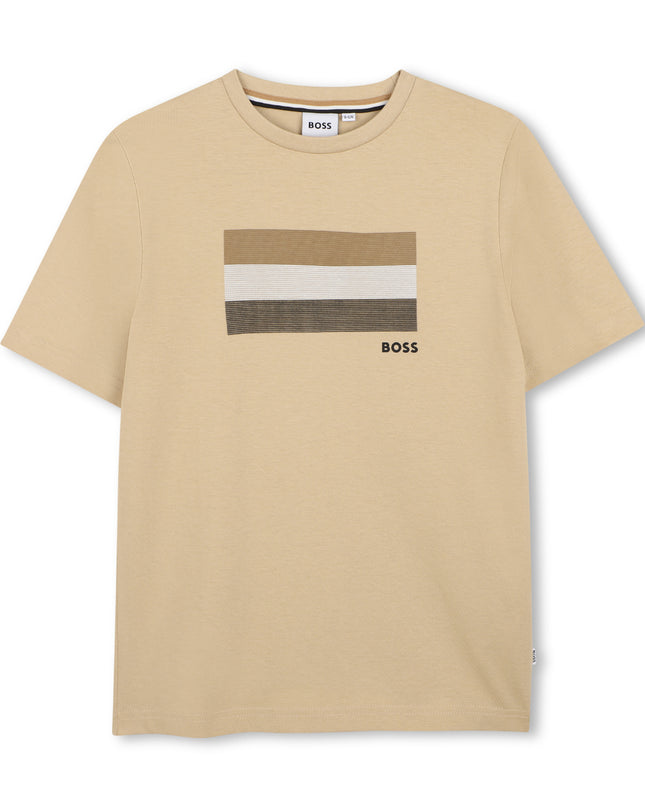 kids atelier boss Beige Multi-Tone Graphic T-Shirt