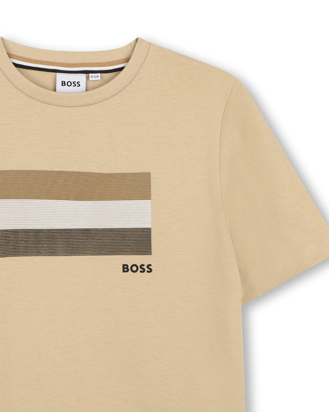 kids atelier boss Beige Multi-Tone Graphic T-Shirt