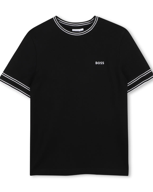 kids atelier boss Black Contrast Trim T-Shirt