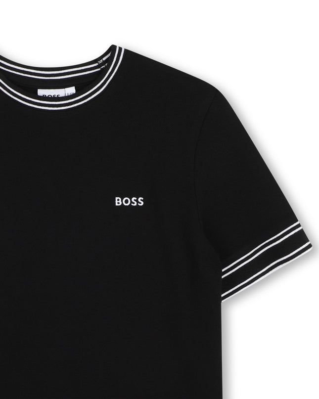 kids atelier boss Black Contrast Trim T-Shirt