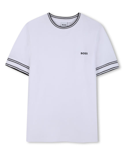 kids atelier boss White Contrast Trim T-Shirt