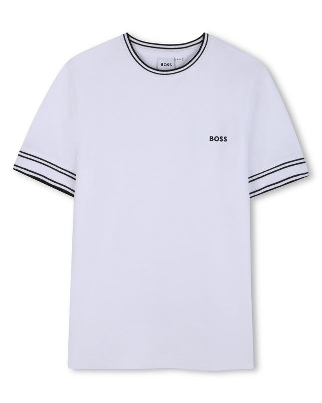 kids atelier boss White Contrast Trim T-Shirt