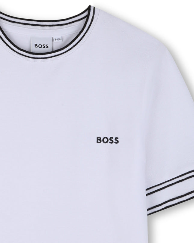 kids atelier boss White Contrast Trim T-Shirt