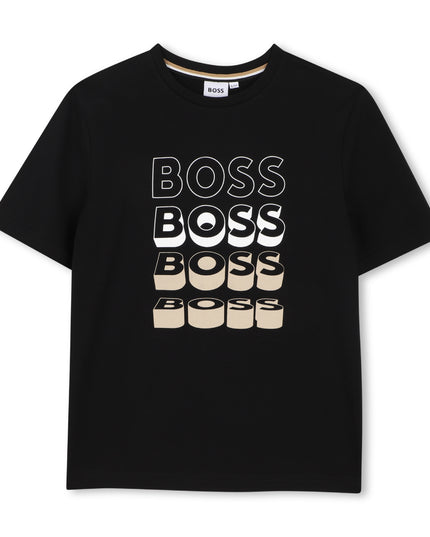 kids atelier boss Black Gradient Logo T-Shirt