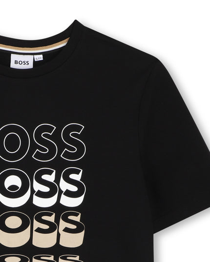 kids atelier boss Black Gradient Logo T-Shirt