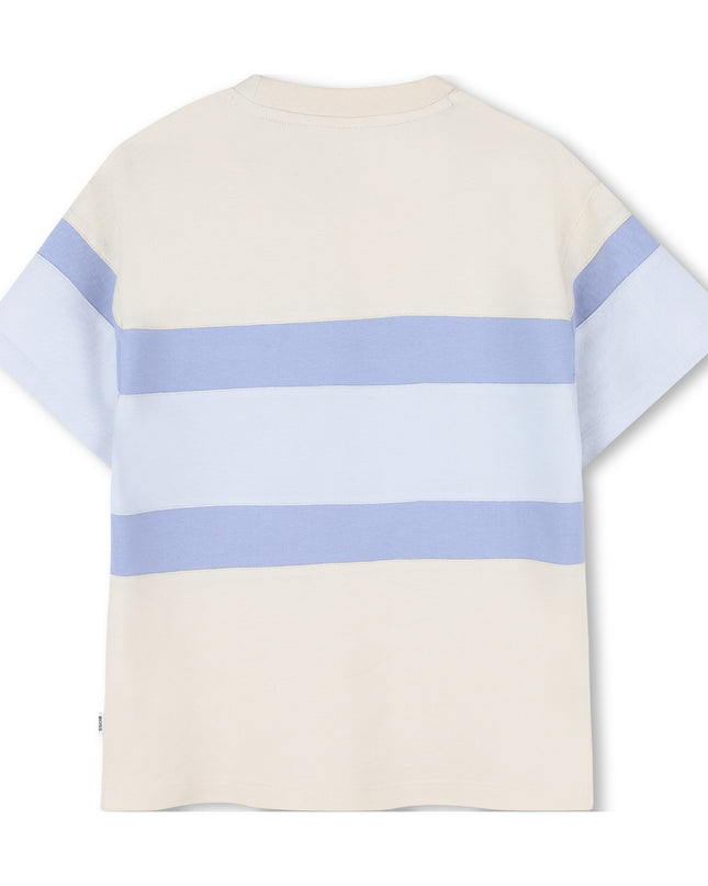 kids atelier boss Beige & Light Blue Stripe T-Shirt