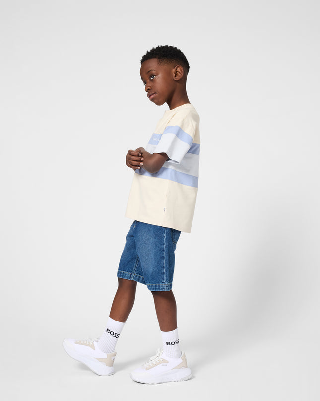 kids atelier boss Beige & Light Blue Stripe T-Shirt