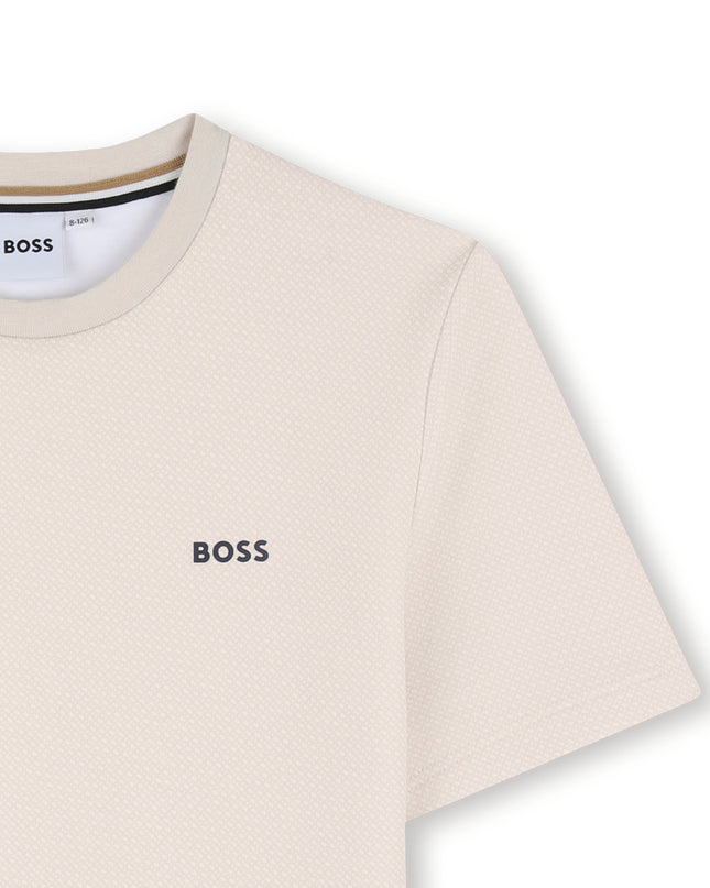 kids atelier boss Beige Minimal Logo T-Shirt