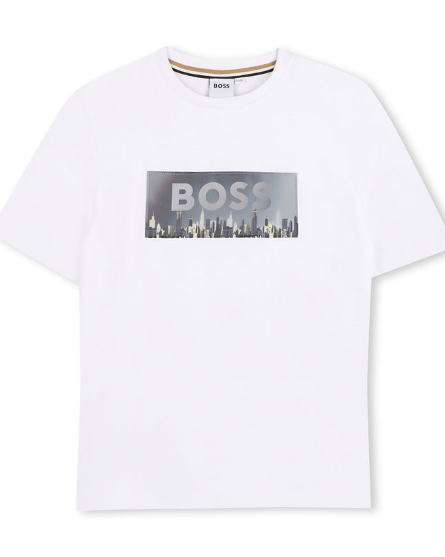kids atelier boss White Skyline Graphic T-Shirt