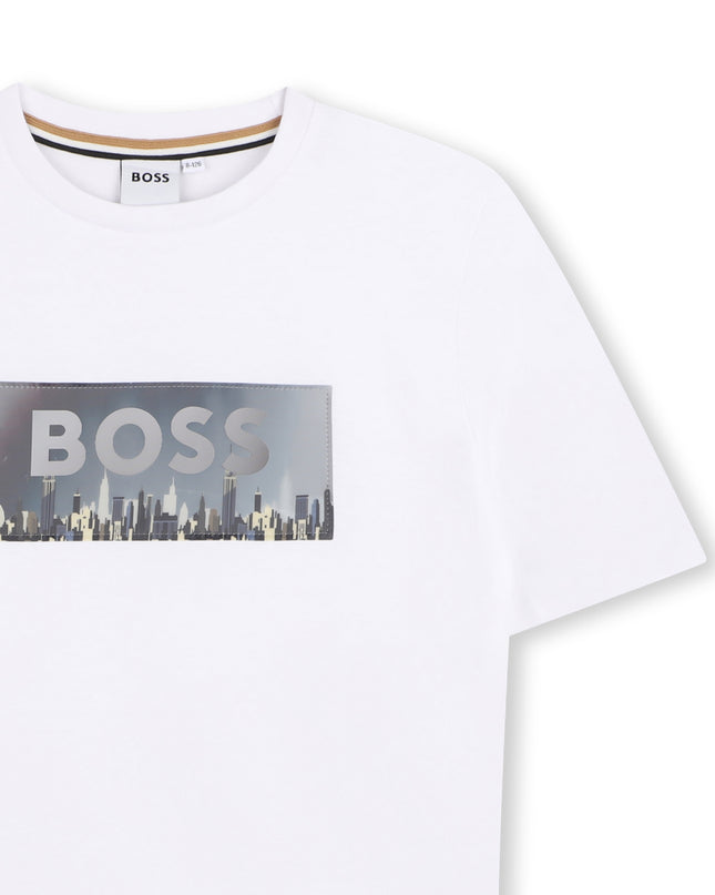 kids atelier boss White Skyline Graphic T-Shirt