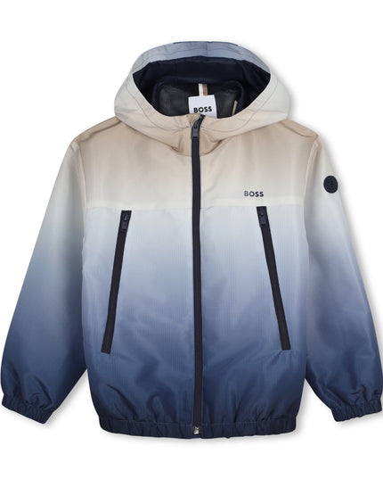 kids atelier boss Blue Gradient Hooded Windbreaker