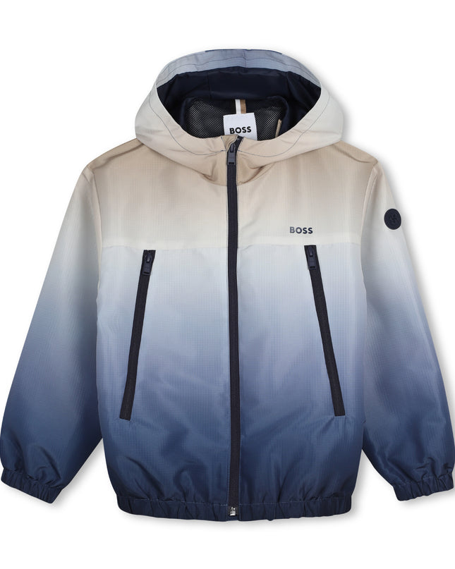 kids atelier boss Blue Gradient Hooded Windbreaker