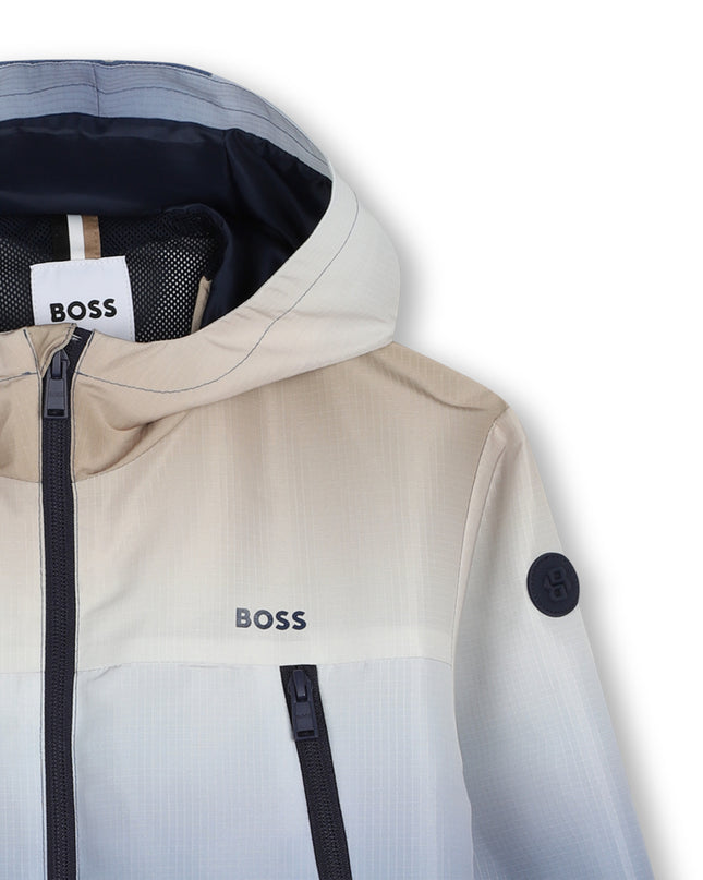 kids atelier boss Blue Gradient Hooded Windbreaker