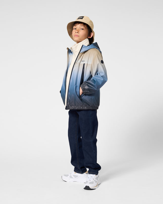 kids atelier boss Blue Gradient Hooded Windbreaker