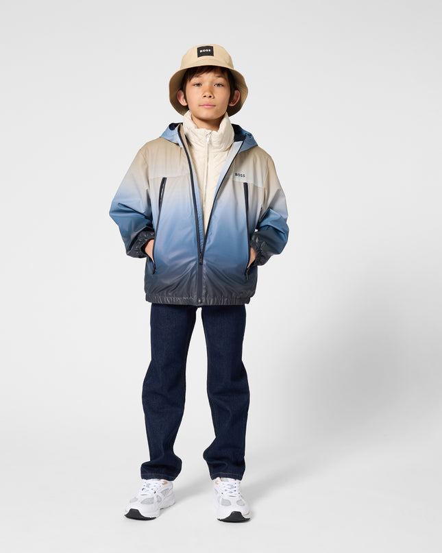 kids atelier boss Blue Gradient Hooded Windbreaker