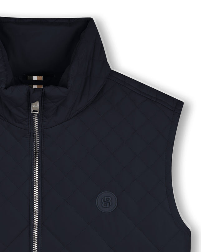 kids atelier boss Navy Quilted Hooded Vest