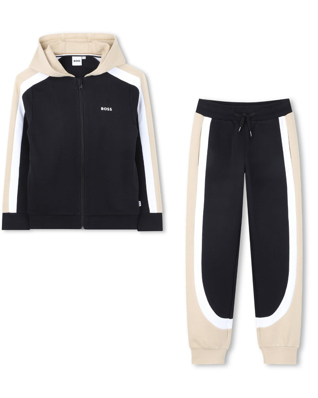 kids atelier boss Black & Beige Color-Block Tracksuit
