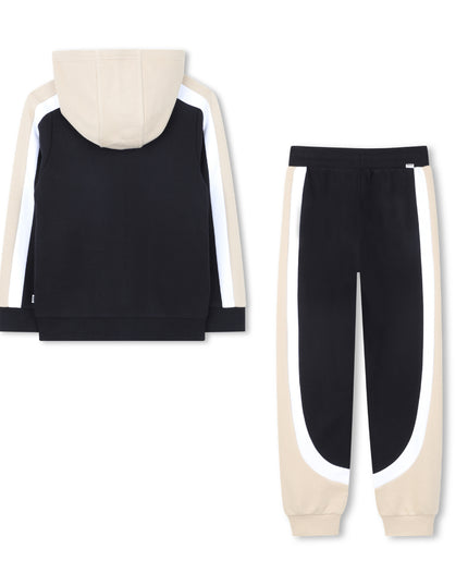 kids atelier boss Black & Beige Color-Block Tracksuit
