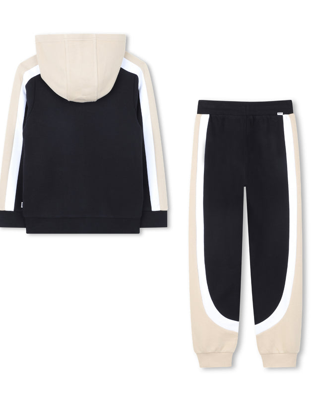 kids atelier boss Black & Beige Color-Block Tracksuit