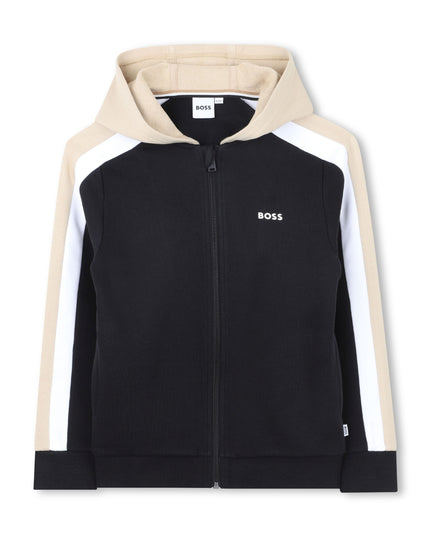 kids atelier boss Black & Beige Color-Block Tracksuit