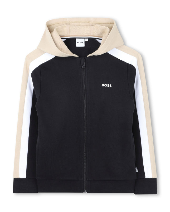 kids atelier boss Black & Beige Color-Block Tracksuit