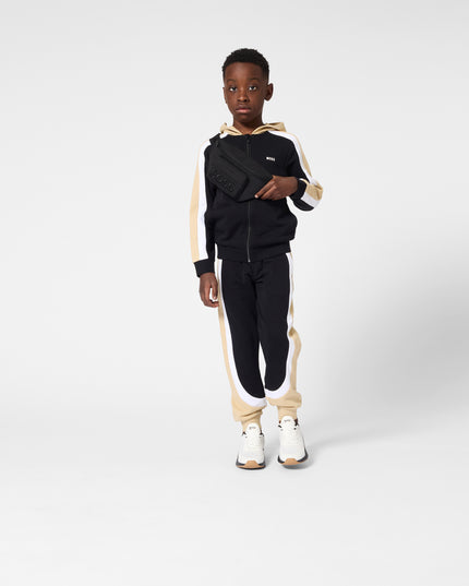 kids atelier boss Black & Beige Color-Block Tracksuit