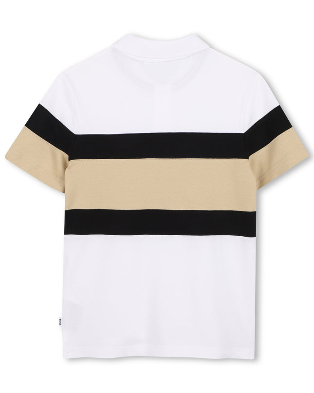 kids atelier boss Black & Beige Striped Polo Set