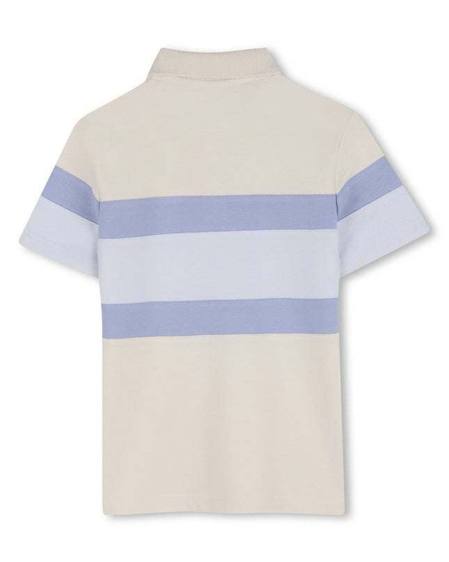 kids atelier boss Beige & Blue Striped Polo Set