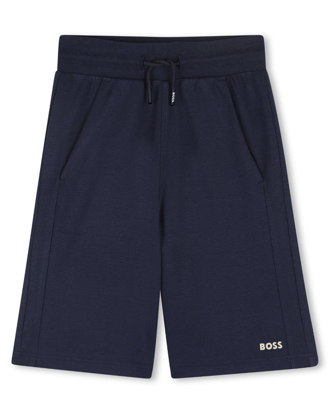 kids atelier boss Beige & Blue Striped Polo Set