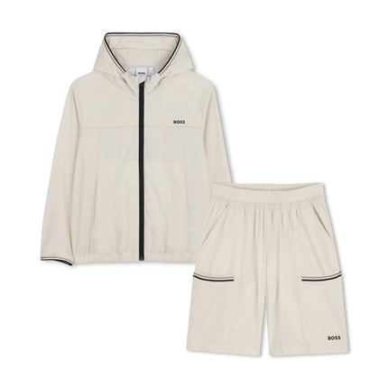 kids atelier boss Beige Lightweight Hooded Set