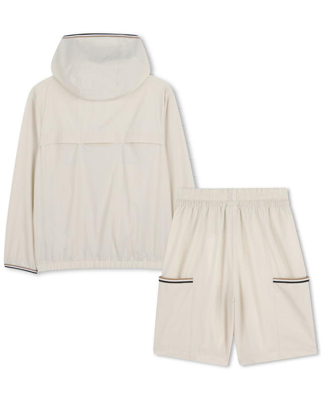 kids atelier boss Beige Lightweight Hooded Set