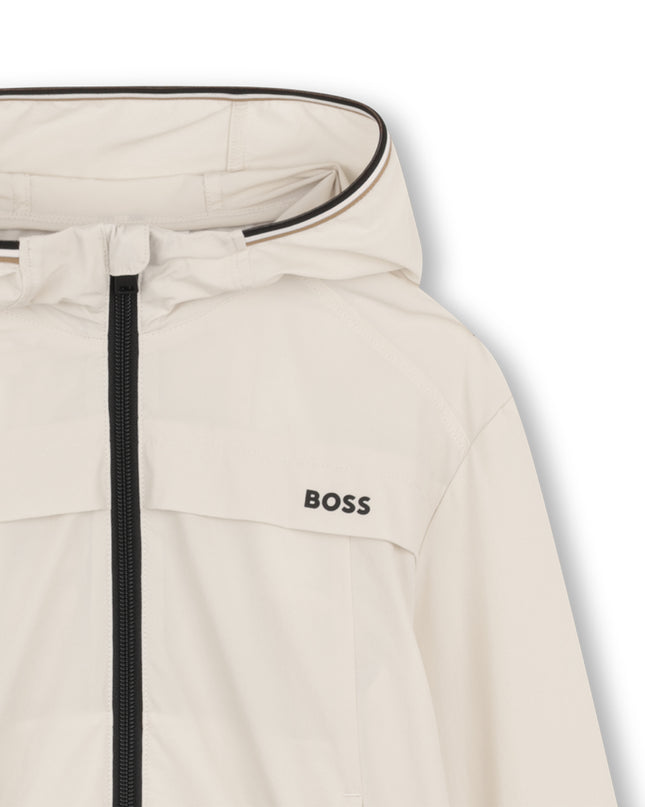 kids atelier boss Beige Lightweight Hooded Set