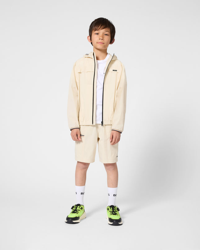 kids atelier boss Beige Lightweight Hooded Set