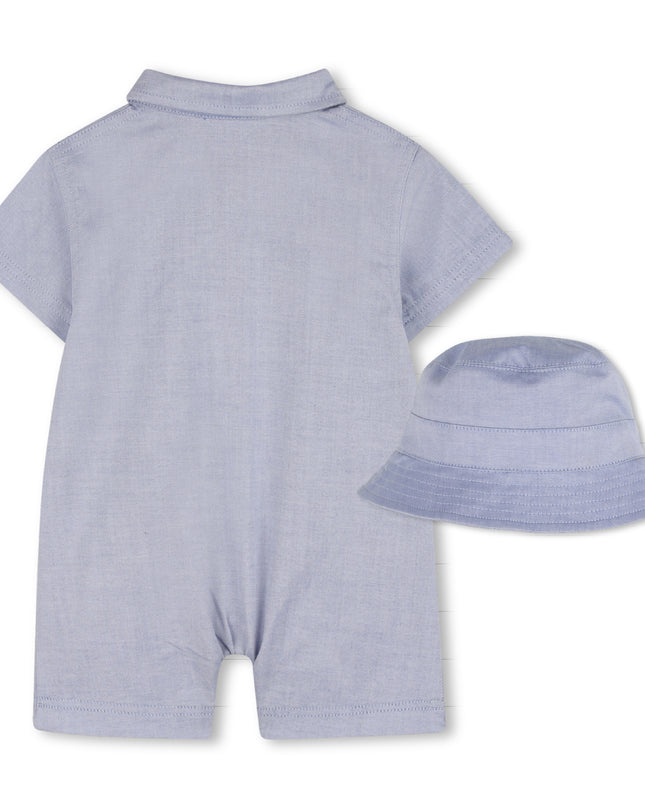 kids atelier boss Light Blue Romper & Hat Set