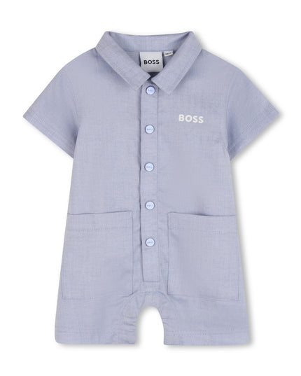 kids atelier boss Light Blue Romper & Hat Set