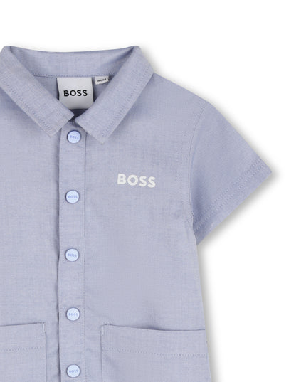 kids atelier boss Light Blue Romper & Hat Set