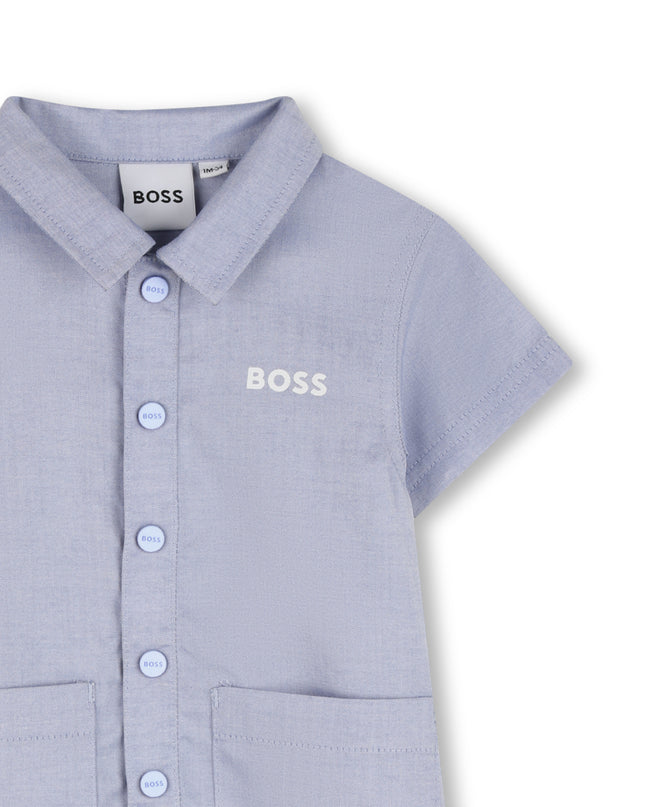 kids atelier boss Light Blue Romper & Hat Set
