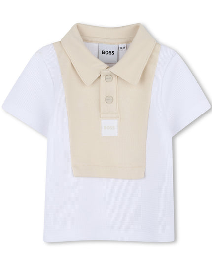 kids atelier boss White & Beige Polo Baby Set