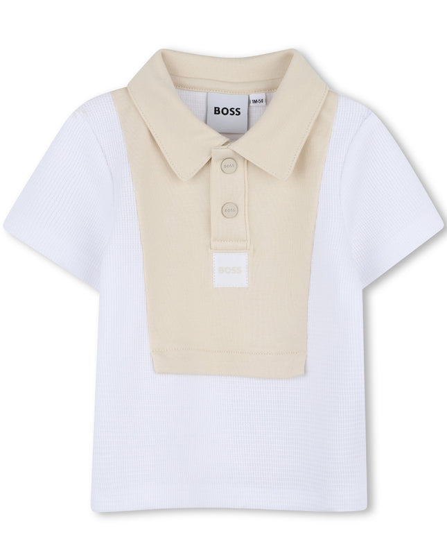 kids atelier boss White & Beige Polo Baby Set
