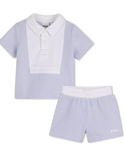 kids atelier boss Light Blue Polo Baby Set