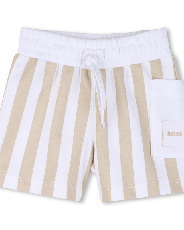 kids atelier boss White & Beige Striped Baby Set