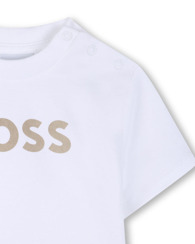 kids atelier boss White & Beige Striped Baby Set