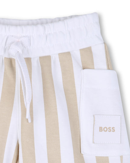 kids atelier boss White & Beige Striped Baby Set