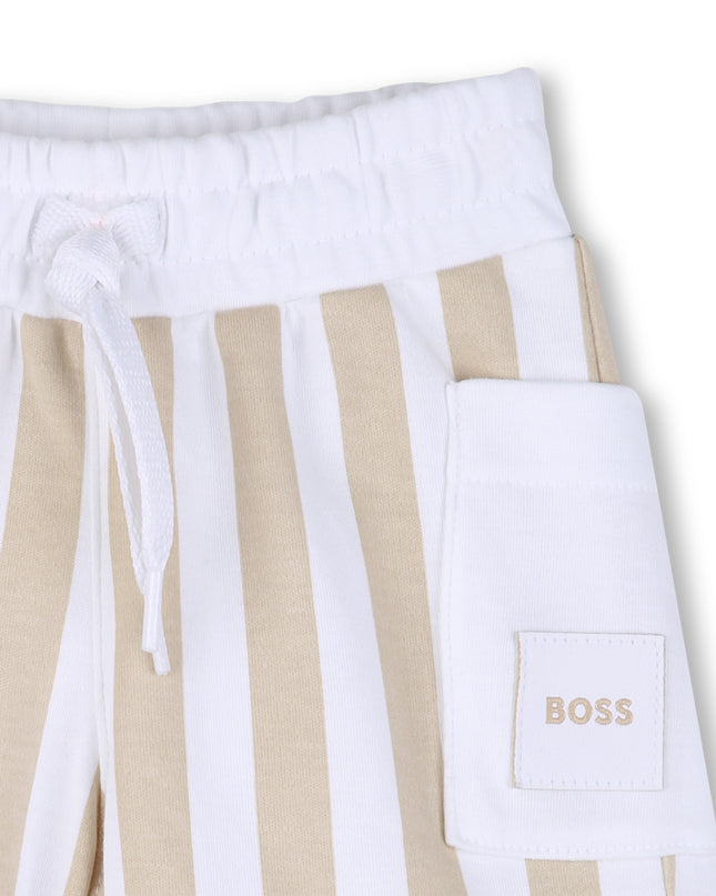 kids atelier boss White & Beige Striped Baby Set