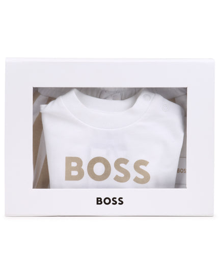 kids atelier boss White & Beige Striped Baby Set