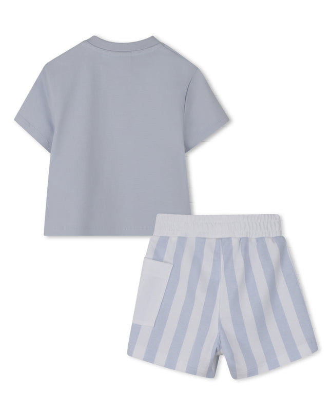 kids atelier boss Light Blue Striped Baby Set