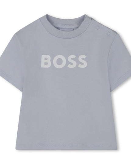 kids atelier boss Light Blue Striped Baby Set