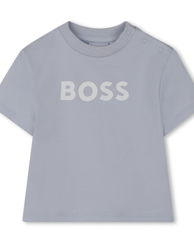 kids atelier boss Light Blue Striped Baby Set