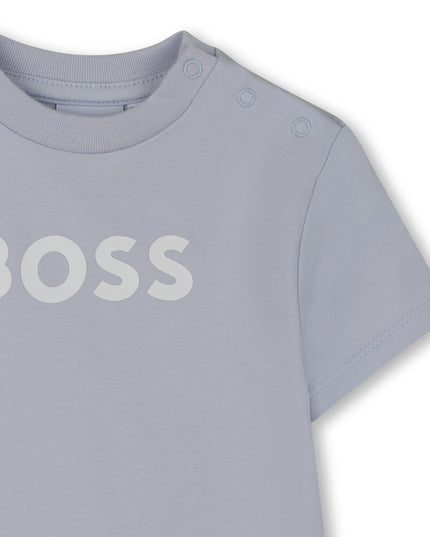 kids atelier boss Light Blue Striped Baby Set